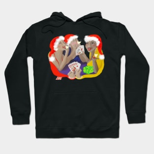 Christmas Lady Card Players Hoodie